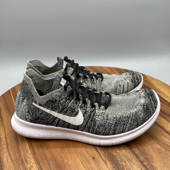 Nike Free RN Flyknit Shoes Womens 9 Oreo Black White Running Comfort Walking Gym - Picture 1 of 8
